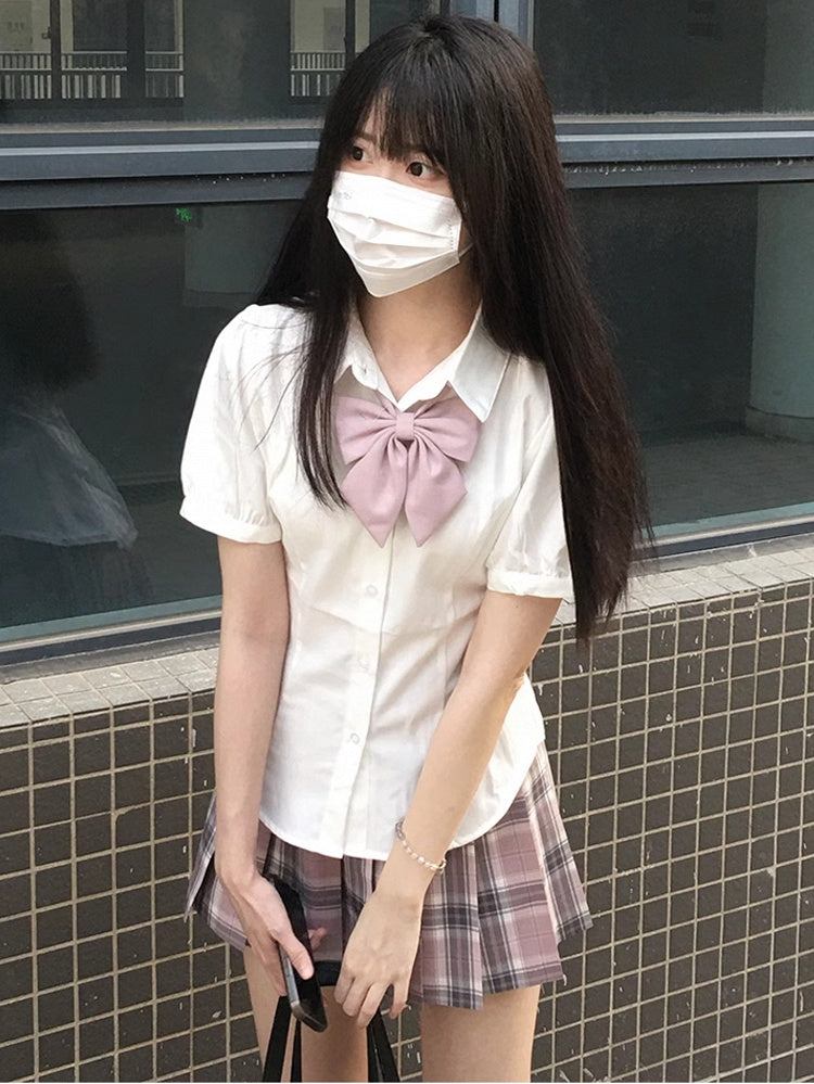 Pink Plaid 39CM Uniform JK Skirt Pleated Pattern