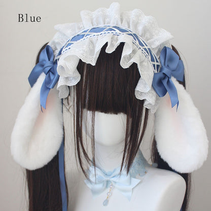 Lop Rabbit Ear Bowknot Details Lace Trim Hairband