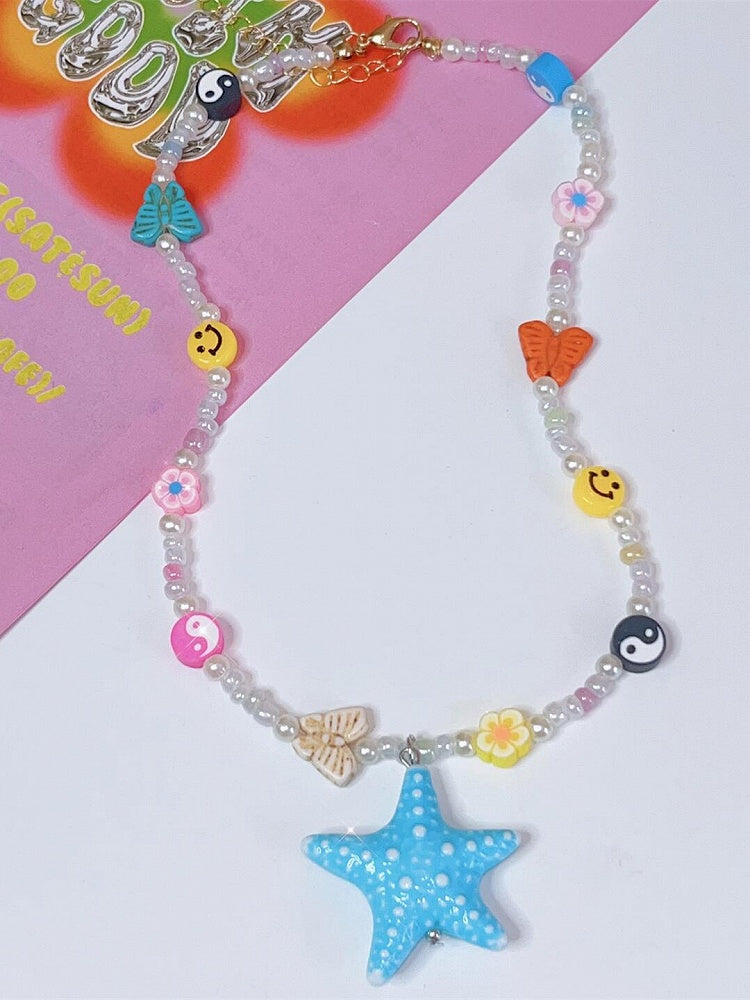 Collier pendentif 4 couleurs étoile de mer perles options Y2K
