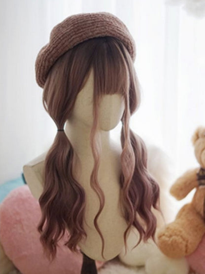 Lila Ombre lange gewellte Perücke mit vollem Pony