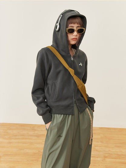Hoodie Options Placket Zipper Gray Double-Pull 3