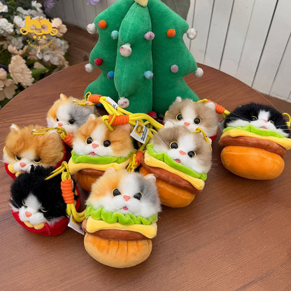 Cat Hamburger Options 4 Cute Plush Keychain