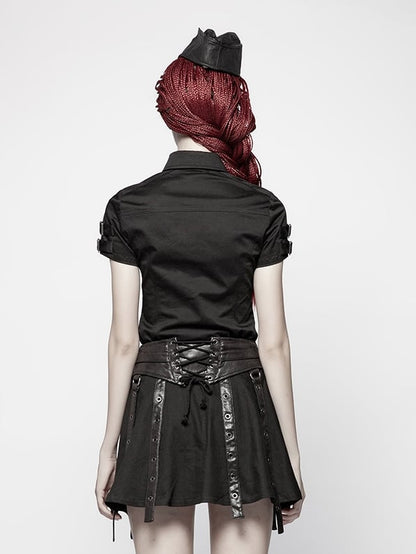 Black Shirt Short Military Sleeve