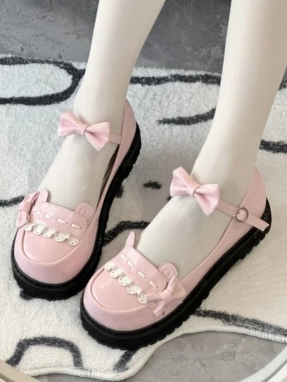Pink Decorative Sweet Shoes Lolita Accents Ear Elements Bow Bear