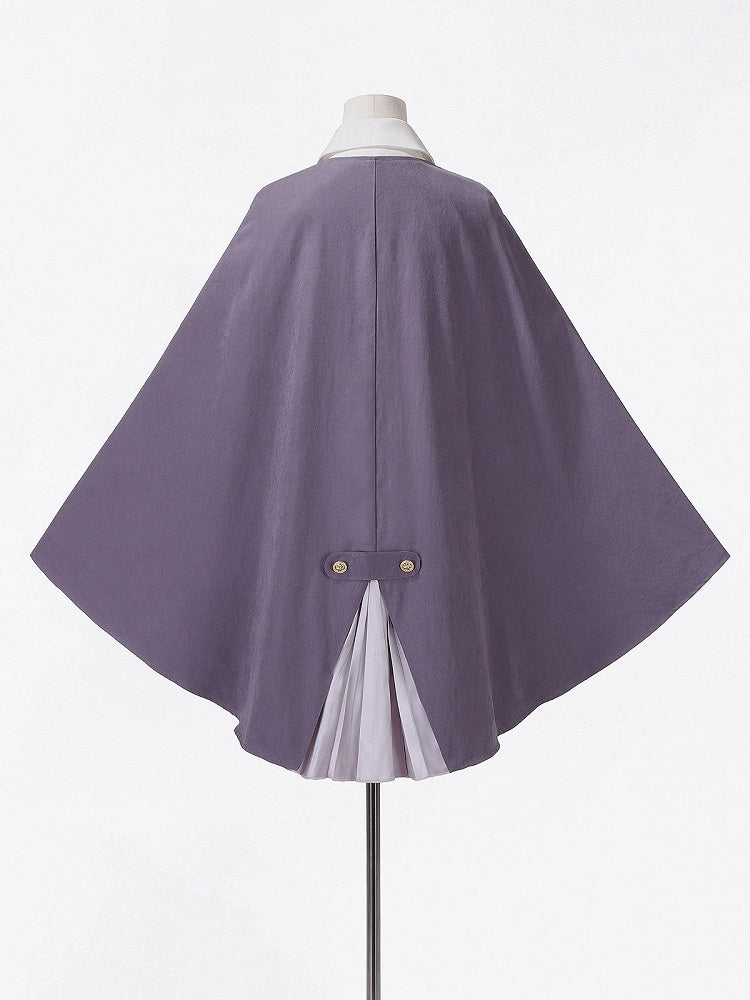 Magic Carnival Purple & White Bow Tie Blouse with Striped Skirt and Cape Set - Xiong Dou Jiang