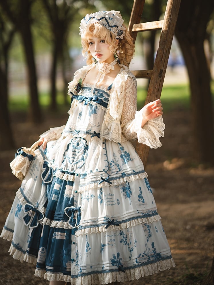 Sommerrock plus Mulberry Blue Cami Print Top + Lolita Verfügbare Setgrößen