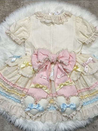 Puff Curve-Friendly Sleeves Dress Fit Lolita Bow Sweet Accents with
