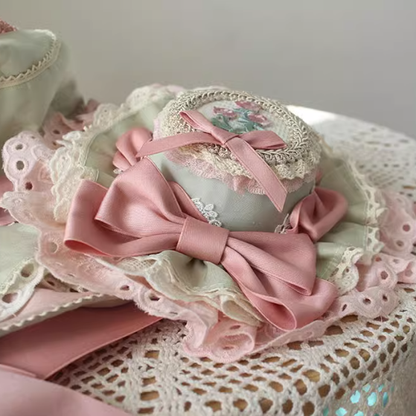 Floral Embroidery Lace Trim Top Hat