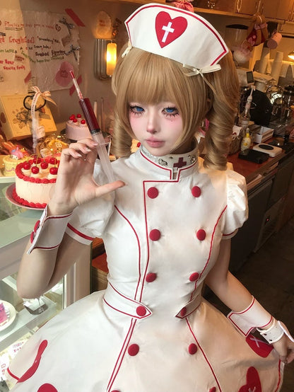 White Pink Blue Black / Nurse Hat