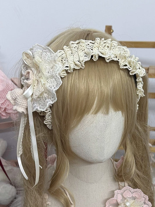 Lily Vintage Beige of KC the Ruffled Crocheted Lace Valley Ribbon