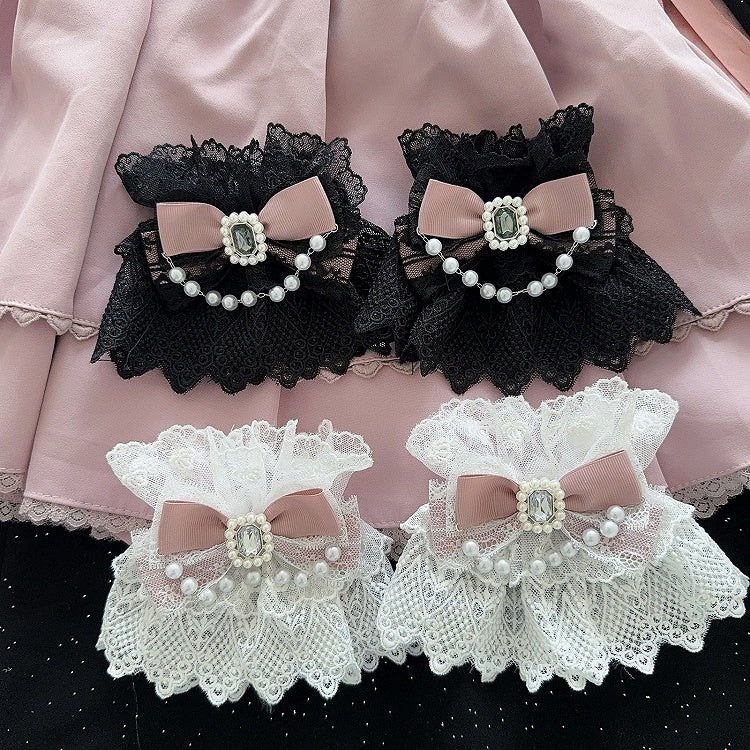 Wrist Decorated Color Cuffs Charm Options Rhinestone Bowknot Beaded Lace 5