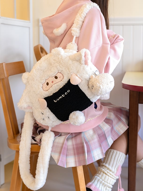 Backpack Lamb Cute White Plush