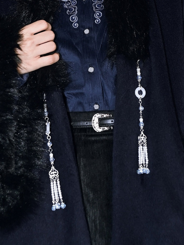 Beaded Chinese Chain White Tassel Style Design Accents - with Ring