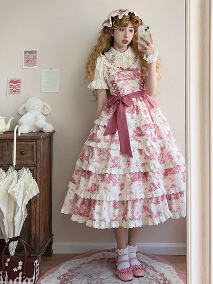 Grapes Detachable Jumper Lolita Skirt Print Pink Hem