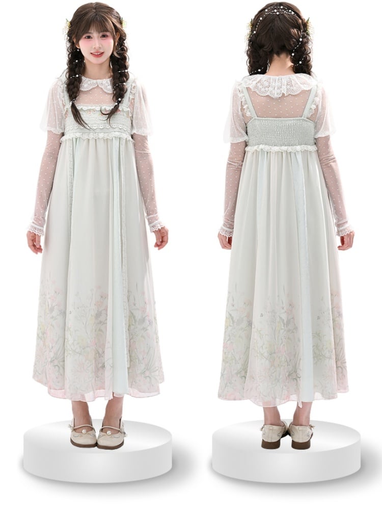 ブラウス レース ホワイト 水玉 ピーターパンカラー ジュリエットスリーブ スイート