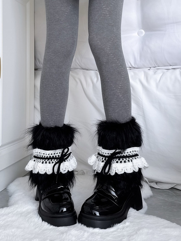 Warmers Strap Plush Leg Ruffled Design 6 Colors