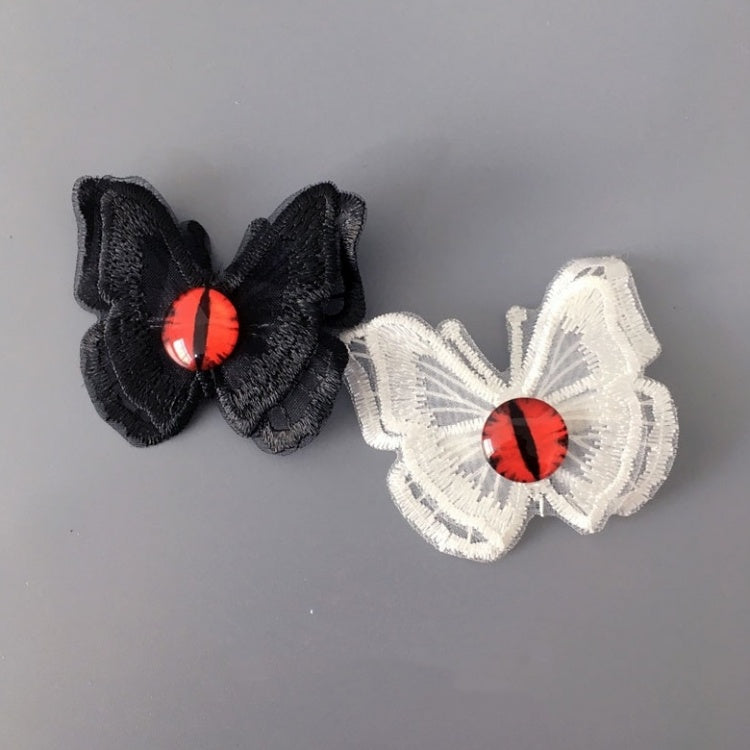 Gothic Haarspange mit rotem Auge und Schmetterling