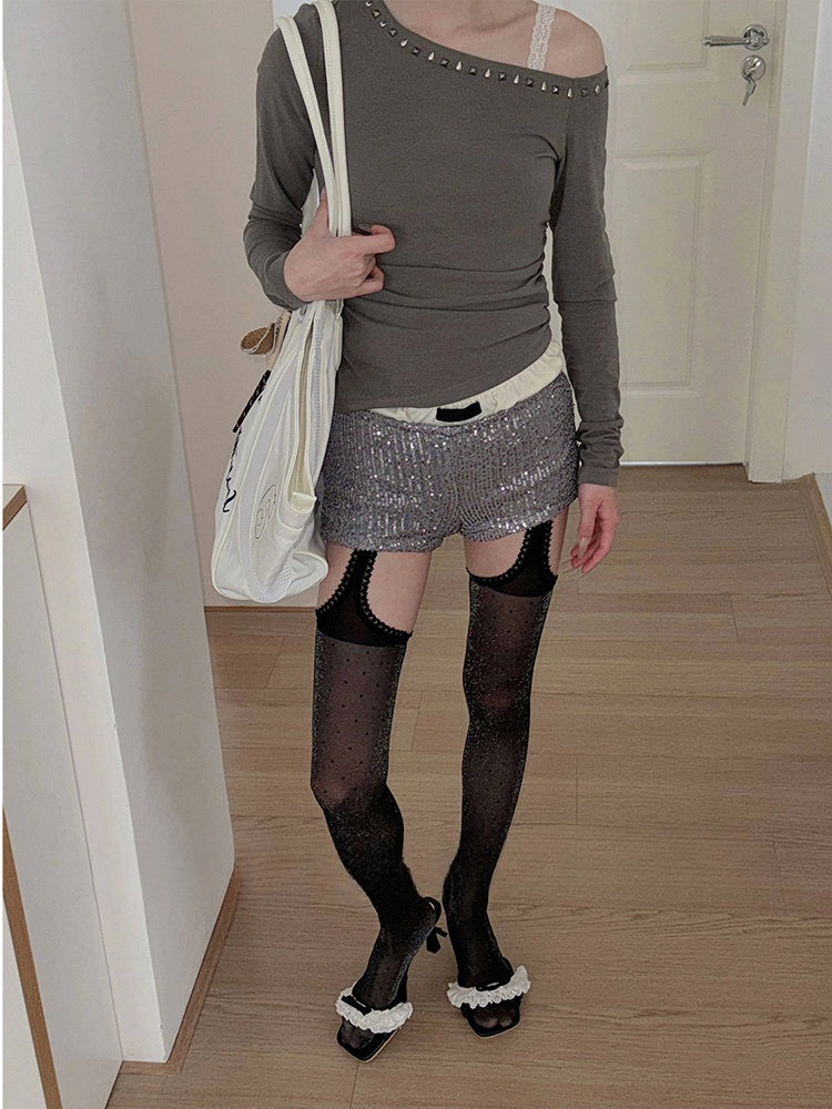 Dot Suspender Glitter (Sweet Edgy Polka Tights Style)