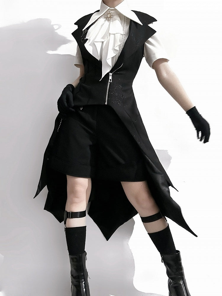 ファッション王子カラージャボポイントシャツ ショートロリータスリーブ フォールドオーバー ホワイト