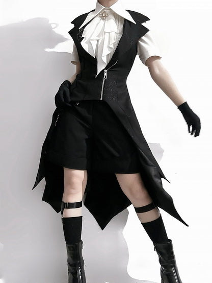 ファッション王子カラージャボポイントシャツ ショートロリータスリーブ フォールドオーバー ホワイト