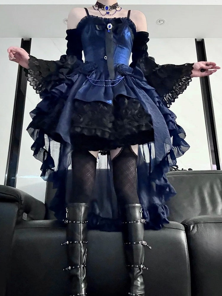 Detachable with Bolero Velvet Sleeves Black Bell