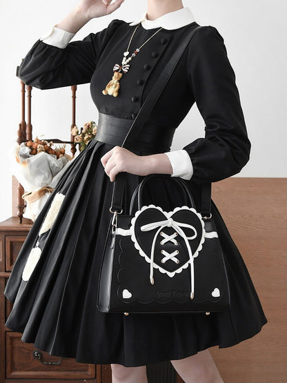 Black Lace-up Heart Lolita Bag - Yuni Fairy