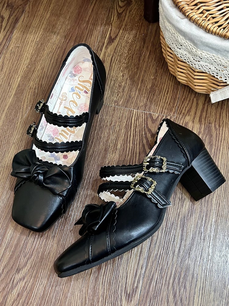 Lolita at Shoes Süßes Schleifentop Schwarz