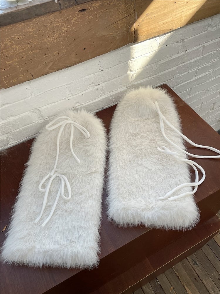 Bows Plush Self-tie 4 Color Options Leg Warmers