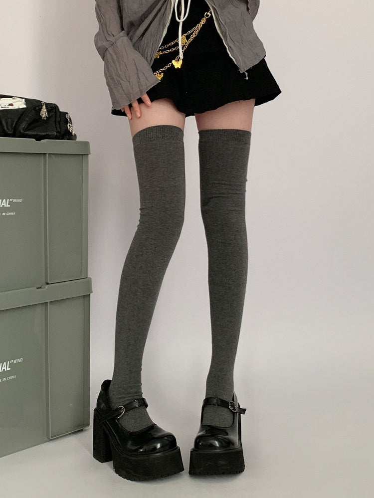 / Knee Gray Black Stockings JK Dark Over