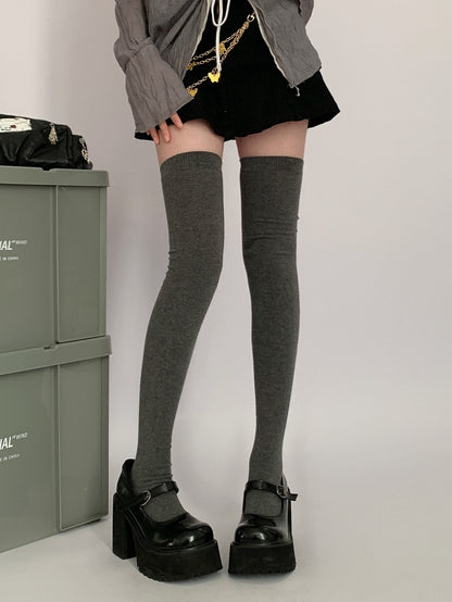 / Knee Gray Black Stockings JK Dark Over