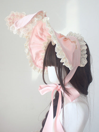 Ear Ruffled Bunny (Multi-Color) Cotton Bonnet