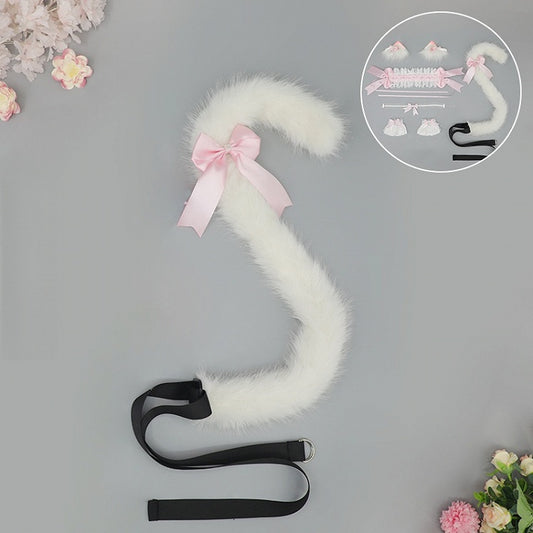 Faux Lolita Kitty Colors Cute Decorations with Fur 5 Bow Tail