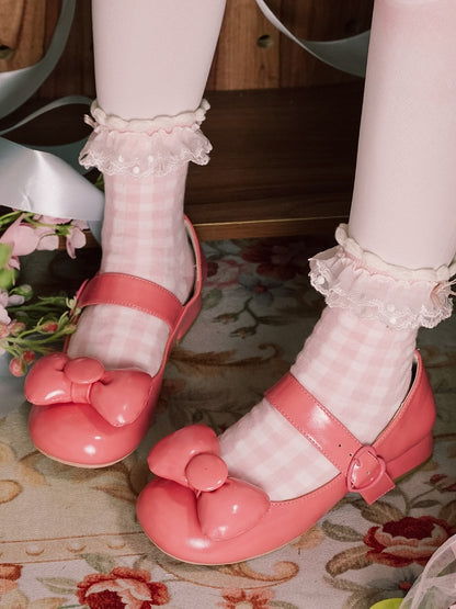 Mary Bow im Lolita-Top Pink Toe Janes - Sweet Heart Heels Schnalle Round Dark Low