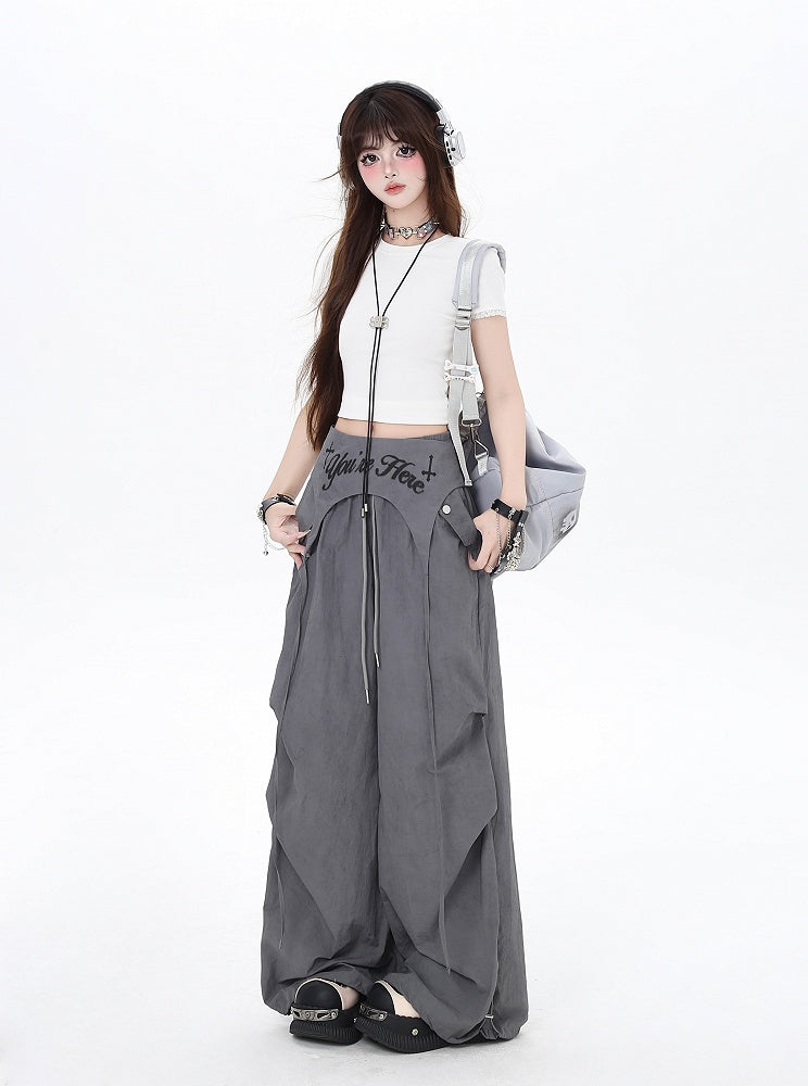 Zubehör Taille Punk Asymmetrische Kordelzug Taille Wasteland mit Hose Grau