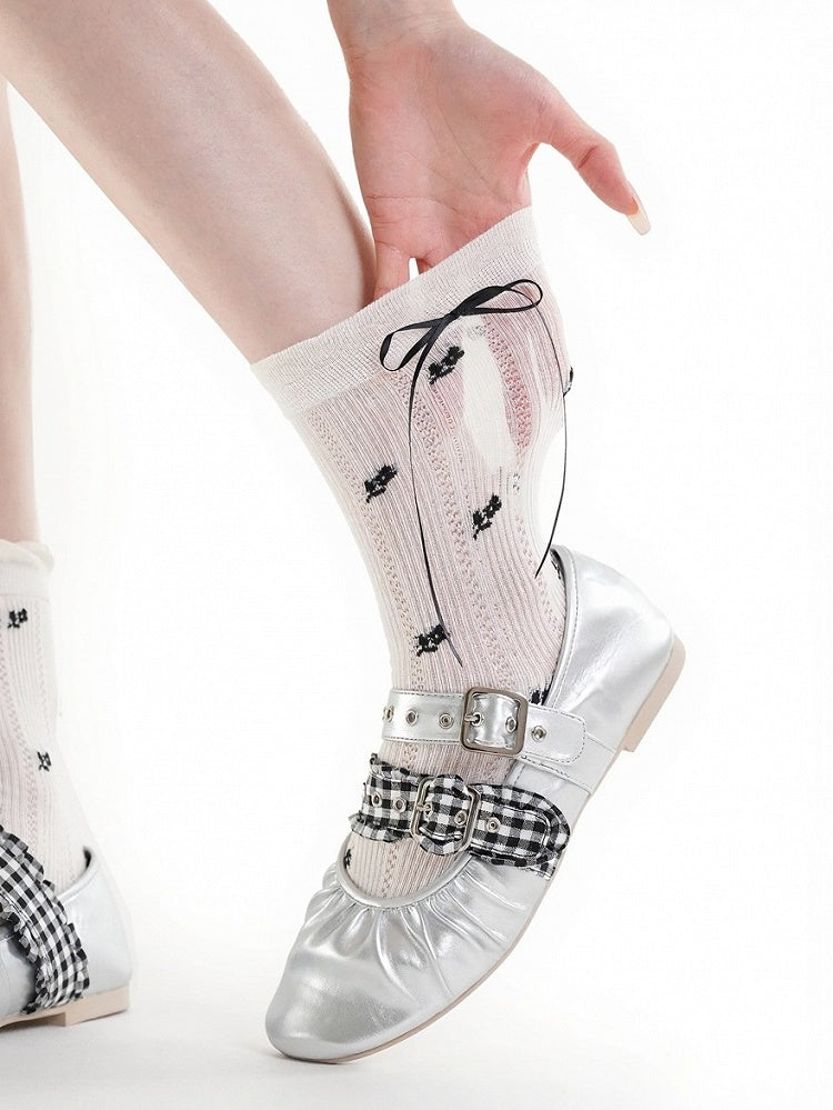 Ruffle Lace Ankle Socks with Floral Pattern in 3 Colors - ModaSwings