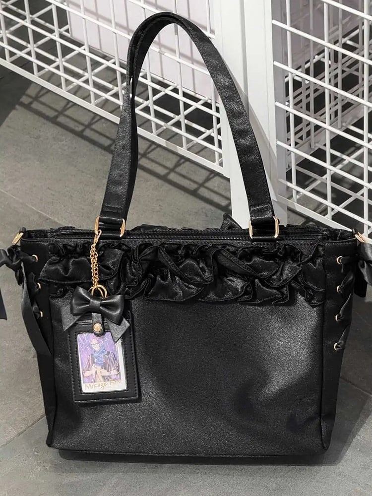 Schwarz Karte Bogen Halter Borte Riemen Tasche Selbst-krawatte Rüschen Satin Ita Mit