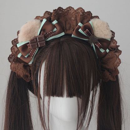 (Multi-Colorways) KC Accents Chocolate-Themed with Ruffled Bow Plush