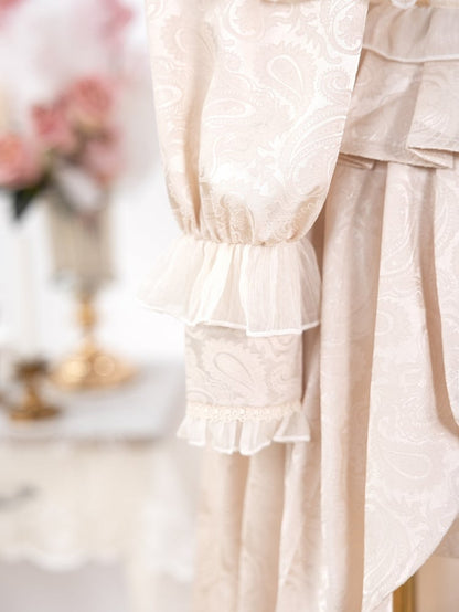 Pattern Sleeves Long Shorts Striped Champagne + Neckline Overall Ouji Outfit Lolita Prince Ruffle Shirt
