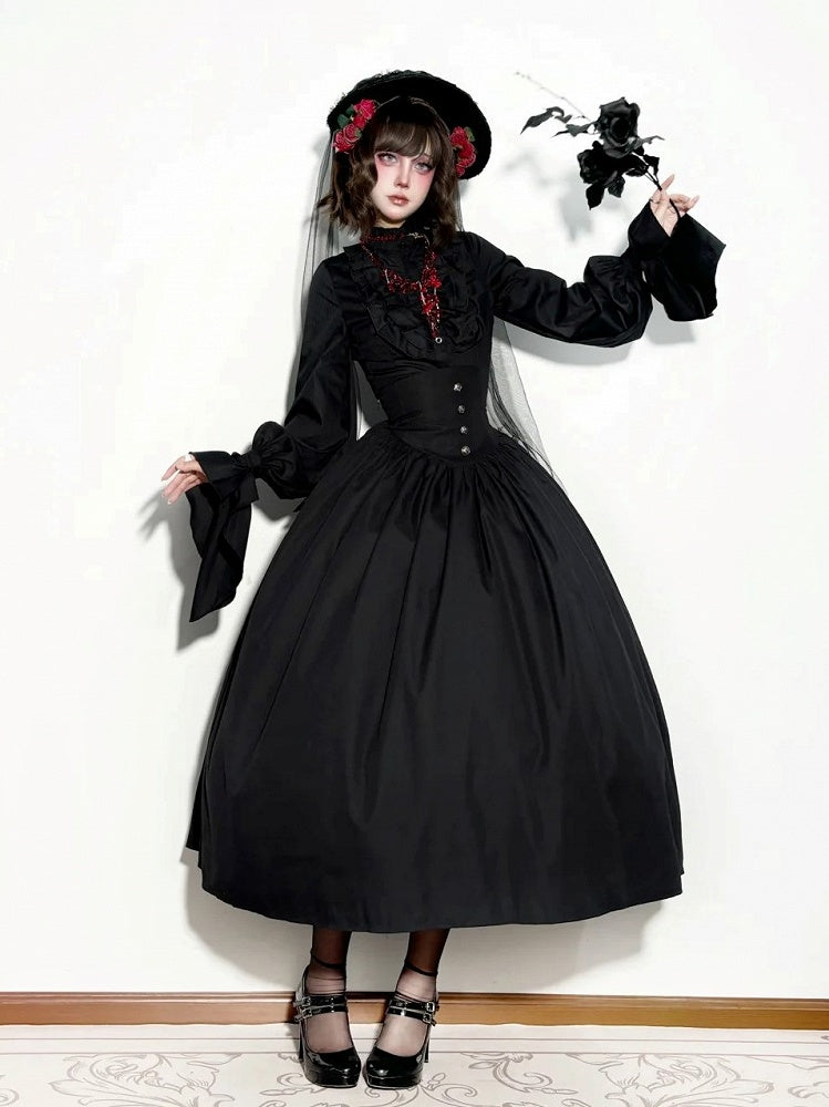 High Corset Lolita Black Skirt Gothic Belt Waist