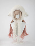 Lamb Hooded Fluffy Hat White Ear