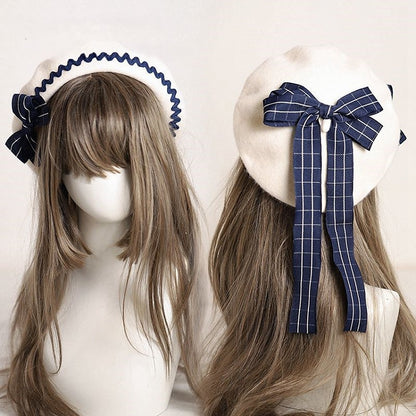 – Schleife mit kariertem Barett 10 Akzente Verzierte Optionen Farbe