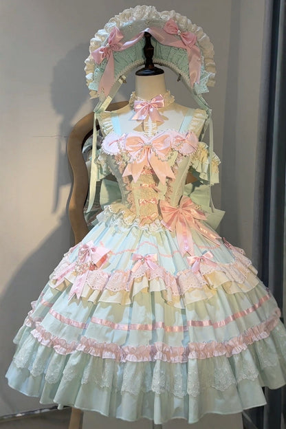 ボンネットパールアンティークプリンセスドレスヘッドドレスドール+