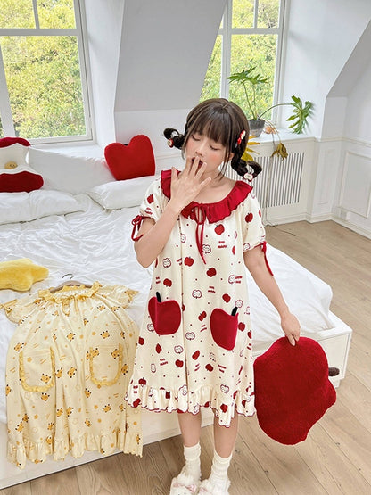 Colorblock Peter Pan Collar Apple Dress - Tan Tuan