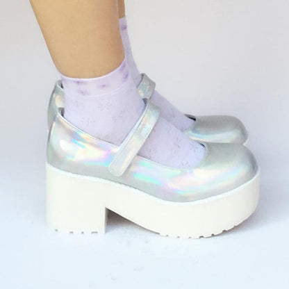 Made SP168086 Shoes Platform Hologram Laser Custom