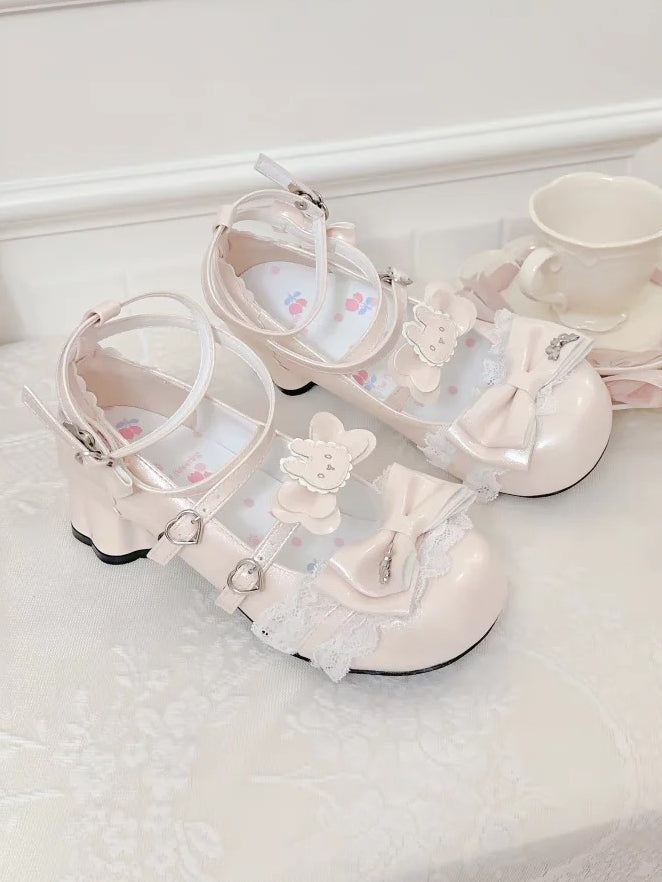 with Sweet Heels Lolita PU Mid Decor Beige Leather - Rabbit