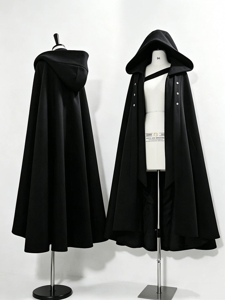 Black Ouji Lolita Cloak with Buckle Strap Closure - Princess Chronicles
