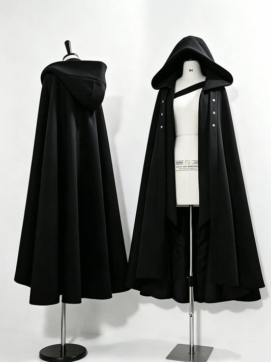 Black Ouji Lolita Cloak with Buckle Strap Closure - Princess Chronicles