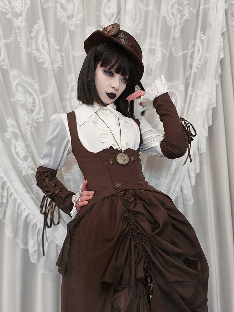 Brown Steampunk Lolita Under Bust Gothic Waistcoat