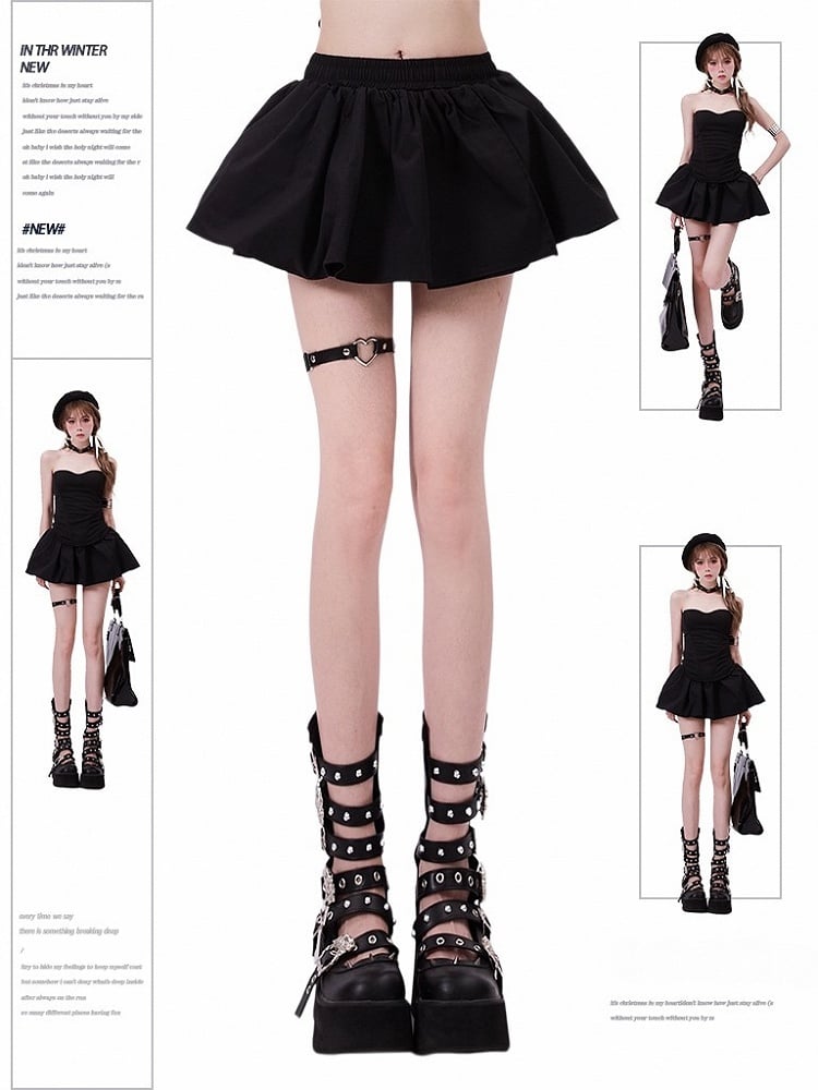 Vintage Black Lined Puffy Skirt with Elastic Waistband