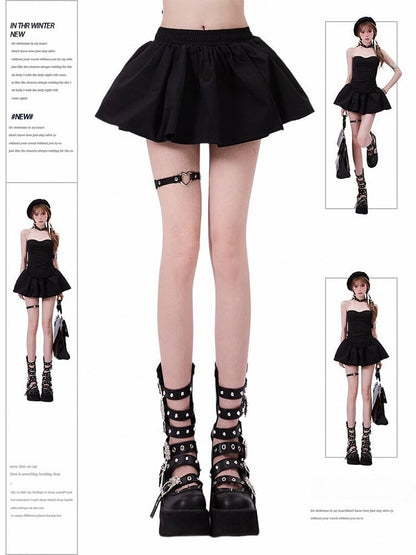 Vintage Black Lined Puffy Skirt with Elastic Waistband